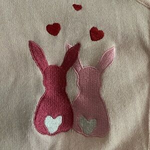 Pink Sweater with Bunny and Heart Design- ModCloth collectiff